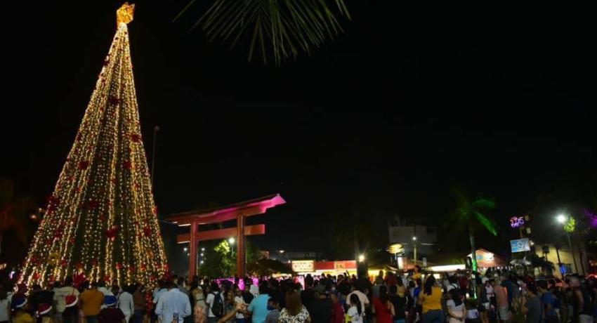 Encienden árbol navideño en Zihuatanejo 