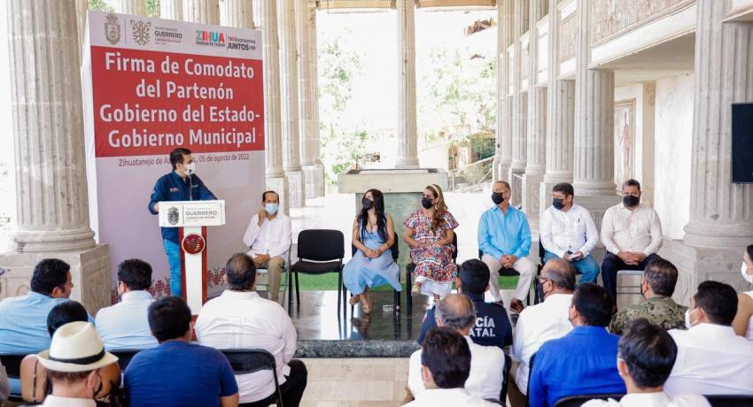 Se concreta entrega de El Partenón al gobierno que encabeza Jorge Sánchez Allec  *El edificio será convertido en centro turístico-cultural,  informa el alcalde de Zihuatanejo  La gobernadora Evelyn Salgado Pineda y el presidente Jorge Sánchez Allec, firma