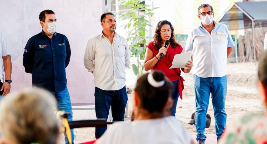 Presidente Jorge Sánchez Allec da inicio a pavimentación de calle Centro de Salud de Los Achotes.