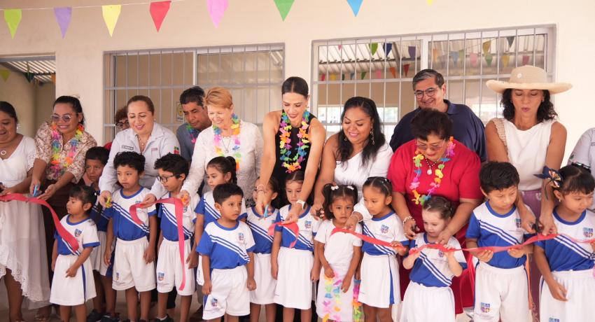 Lizette Tapia inaugura aulas y sanitarios en el jardín de niños Estanislao Barreto Martínez