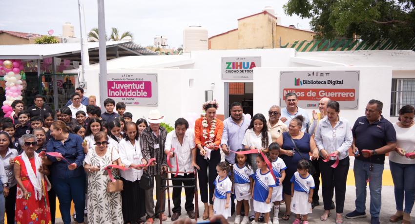Presidenta Lizette Tapia Castro inaugura Casa de la Tercera Edad y biblioteca digital en La Puerta